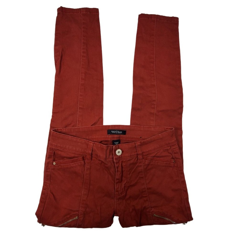 WHBM White House Black Market Womens Jeans sz 00 Skinny Crop rust color